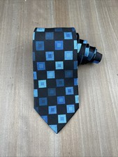 BCBG ATTITUDE Silk Tie Designer Geometric Black  Blue W3.5xL55 Luxury