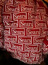 RARE Vintage Embroidered SEARS Quilt Plaid Back Red White TWIN 60X90 Tied