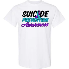 Inktastic Suicide Prevention Awareness T-Shirt Mental Health Teal Purple Ribbon