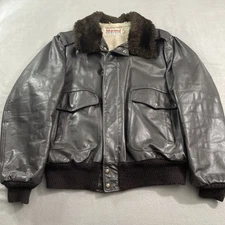 Vintage Wearguard Bomber Jacket Aviator Mens 48 Tall Brown Leather Flight