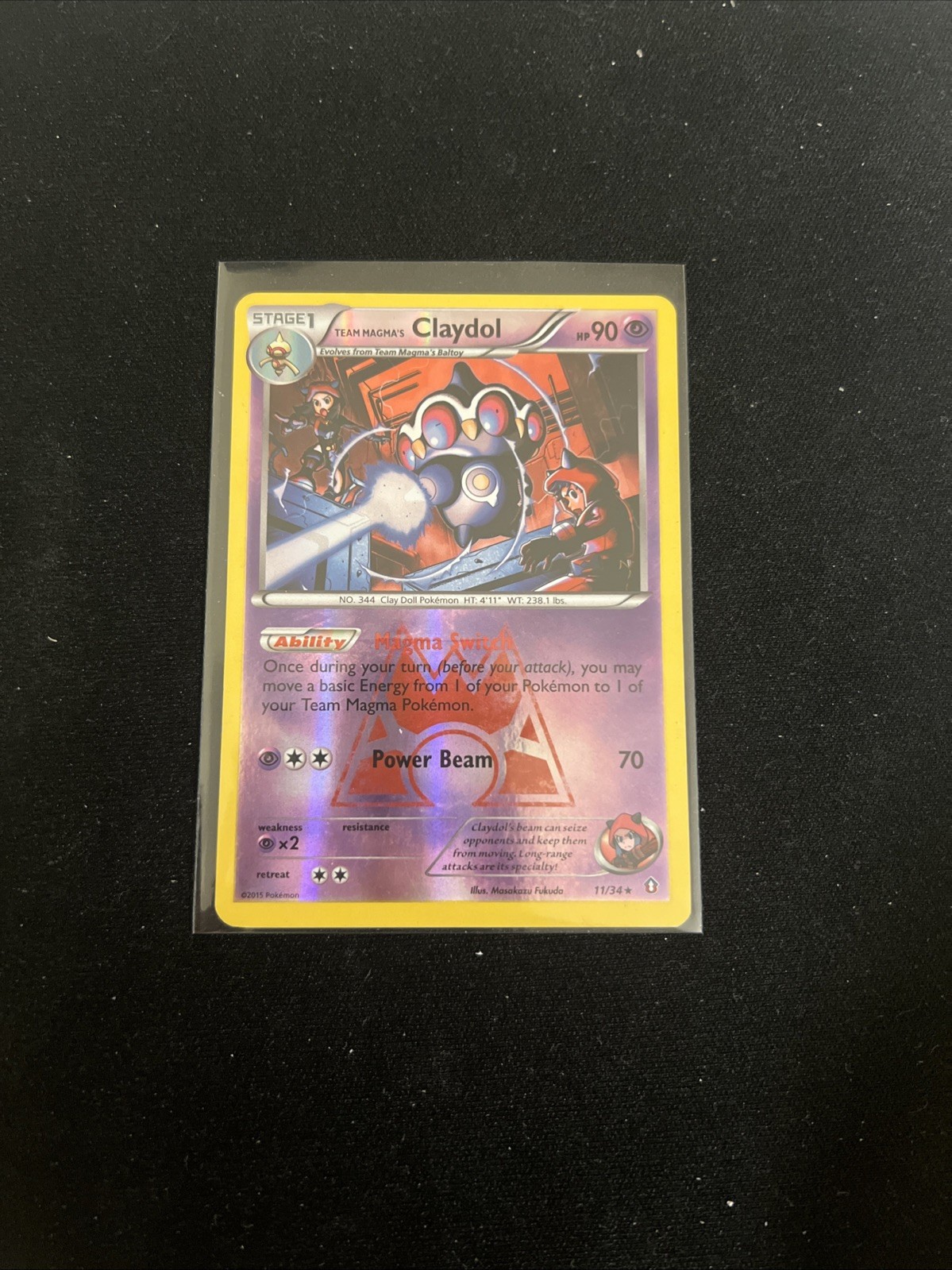 2015 Pokemon TCG Team Magma's Claydol 11/34 Double Crisis Reverse Holo LP