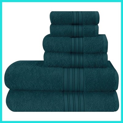6 Pack Cotton Towel Set, Contains 2 Bath Towels 28x55 inch, 2 Hand Towels 16x...