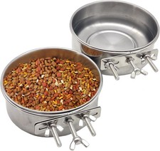 2pcs Stainless Steel Bird Bowl Water Dish Parrot Parakeet African Greys Conure