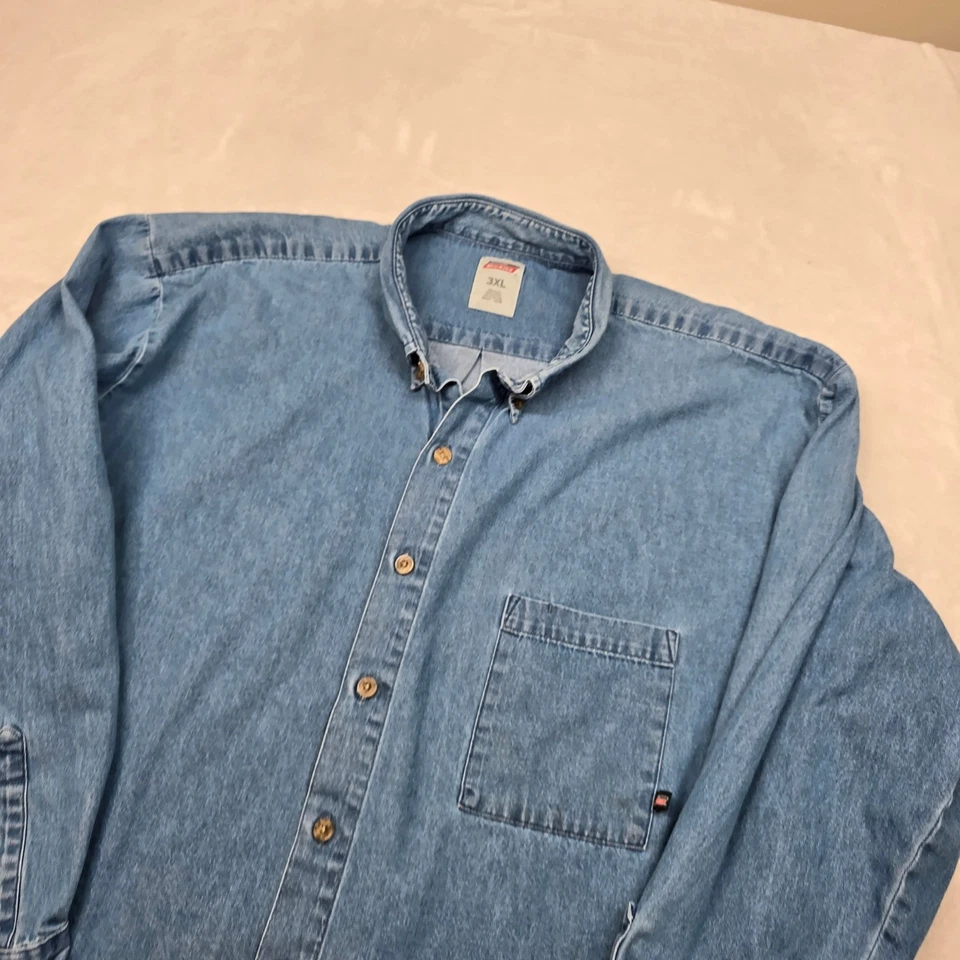 Camisa Dickies Azul Denim Para Hombres 3XL Manga Larga Abotonada Informal FUNCIONA Foto 4 de 4