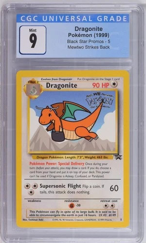 1999 Pokemon Black Star Promos Dragonite Mewtwo Strikes Back 5 CGC 9