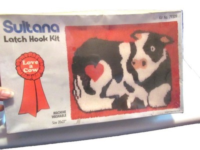 Love A Cow Sultana Latch Hook Kit # 79309 20 x 27- inches Vintage Sealed