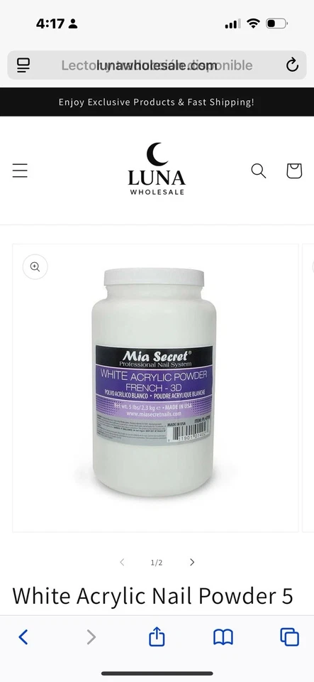 Polvo acrílico blanco profesional Mia Secret 5 libras Foto 2 de 4