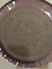 1943 🇺🇾 Uruguay 2 Centesimos - Copper Zinc - South America Free Shipping 