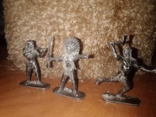 3 Vintage Pewter Lone Star Indians. Geronimo White Cloud Little Crow.