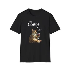 Classy AF Cat Graphic T-Shirt, Funny Tee, Unisex Top, Wine Lover Gift, Humorous