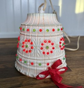 Vintage Working Lawnware 5" Beaded Patio Hanging Lamp Light Camping Red Green