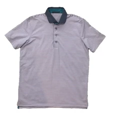 Greyson Golf Mark Messier Foundation Men’s Polo Shirt Size M Blue Pink Stripes