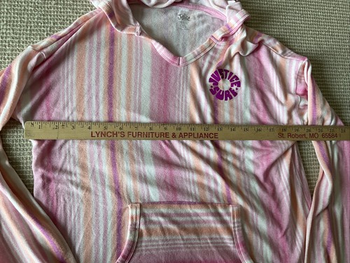 Justice Surf Girls 2-Piece PJ Set Pajamas Pink Striped Hoodie Shorts Sz XL 16/18 - Picture 7 of 14