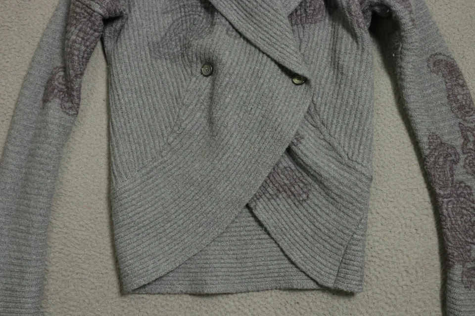 Suéter Etro Milano Mujer Pequeño Gris Cárdigan Manga Larga Hecho en Italia Foto 2 de 4