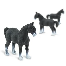 SAFARI LTD BLACK HORSES SET OF 20 GOOD LUCK MINIS #100171! TONY 1" LONG