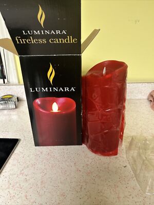 luminara flameless candles red 4 X 9  Cinnamon Scent Timer