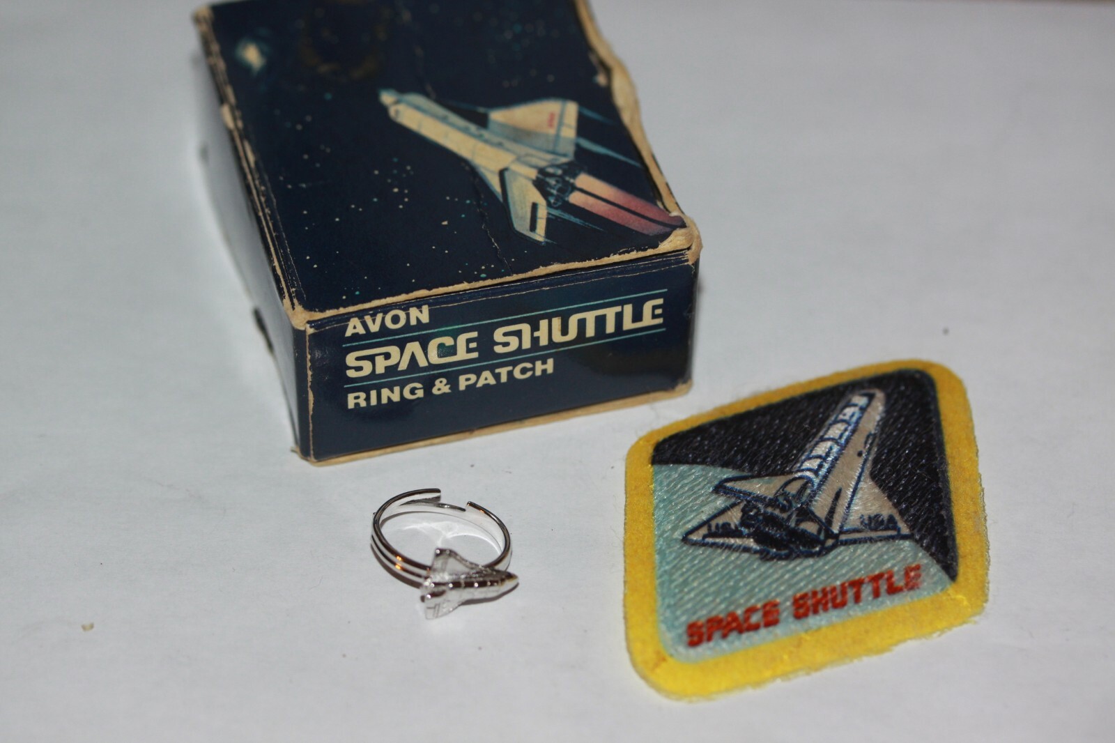 Vintage Avon Space Shuttle Ring and Patch Set Original Box, 1982