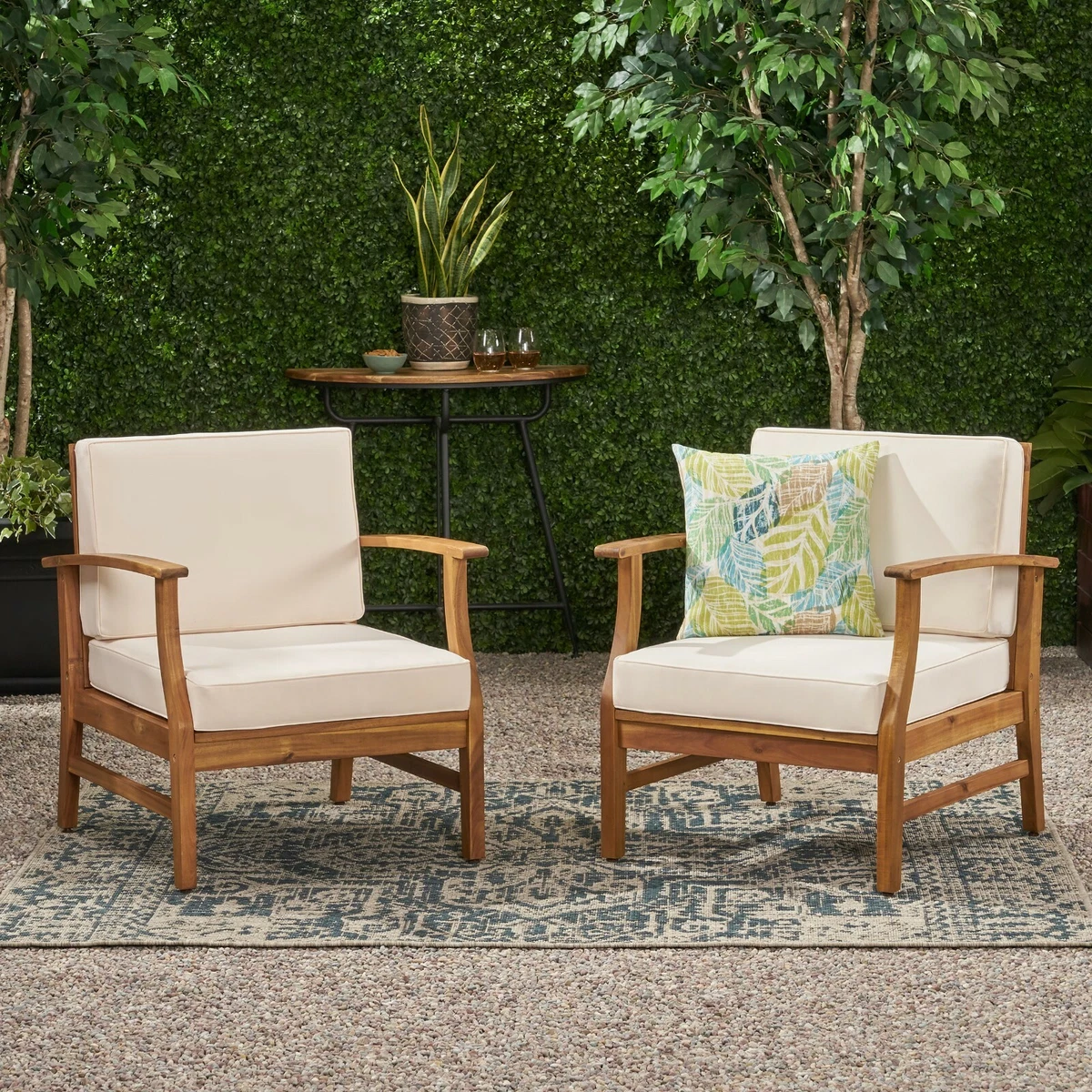 Teak outdoor 2024 chairs with cushions