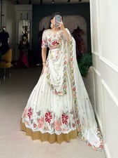 Wedding Wear White Georgette Lehenga Choli With Dupatta For Women