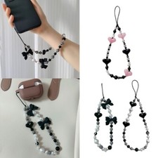 Fashionable Acrylic Beaded Cellphone Chain Heart Charm Strap Lanyard for Bag