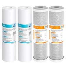 5 Micron 10" x 2.5" PP CTO Carbon Block Sediment Water Filter Set for RO System