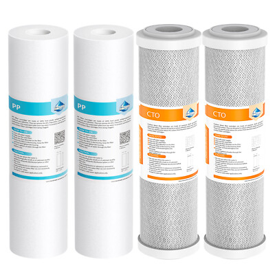 5 Micron 10'' x 2.5'' PP CTO Carbon Block Sediment Water Filter Set for RO System