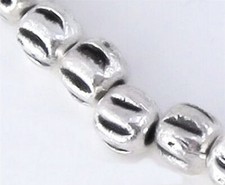 48 Antiqued Silver Finished Pewter Small 4x3mm Spacer Fluted Melon Beads