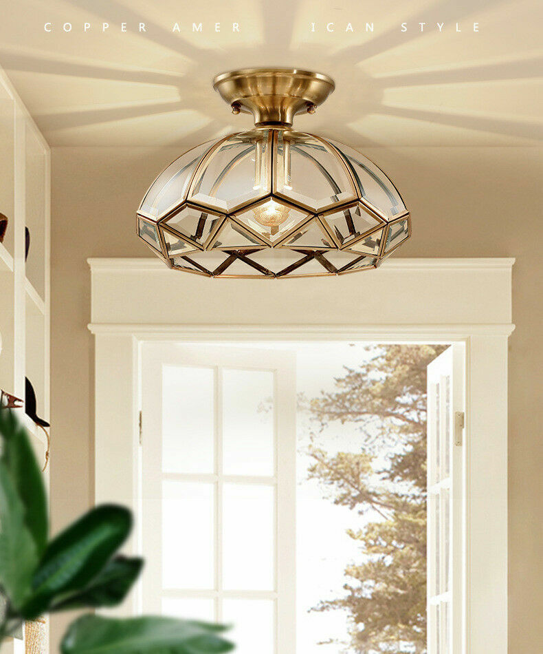 LED Glass Brass Ceiling Lamp Modern Living Room Entrance Flush Mount Lighting Zaskakująca wyjątkowa wartość, autentyczna