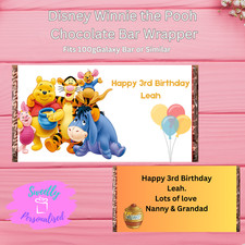 PERSONALISED WINNIE THE POOH CHOCOLATE BAR WRAPPER BIRTHDAY CHRISTMAS EASTER GIF