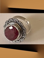 Artisan Created Hand Crafted Natural Ruby Sterling Silver Ring from India