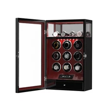 Automatic 9 Watch Winder With 4 Stand Holder Organizer Display W/ Remote Control