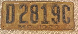 Missouri 1920 DEALER License Plate # D2819C | eBay
