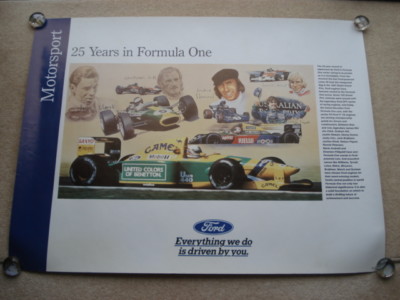 C1992 FORD MOTORSPORT 25 JAHRE IN FORMEL 1 ORIGINAL FORD AUTO SHOWROOM POSTER