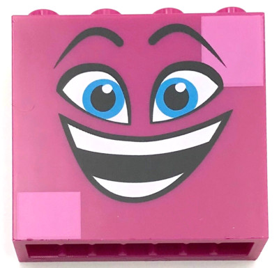 Lego New Magenta Brick 1 x 4 x 3 w/ Dark Azure Eyes Raised Eyebrows Part