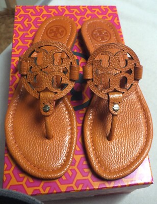 Tory Burch Orange Women's  Shoes Sandals/Flats Miller Tumbled Leather Sz. 7 Box