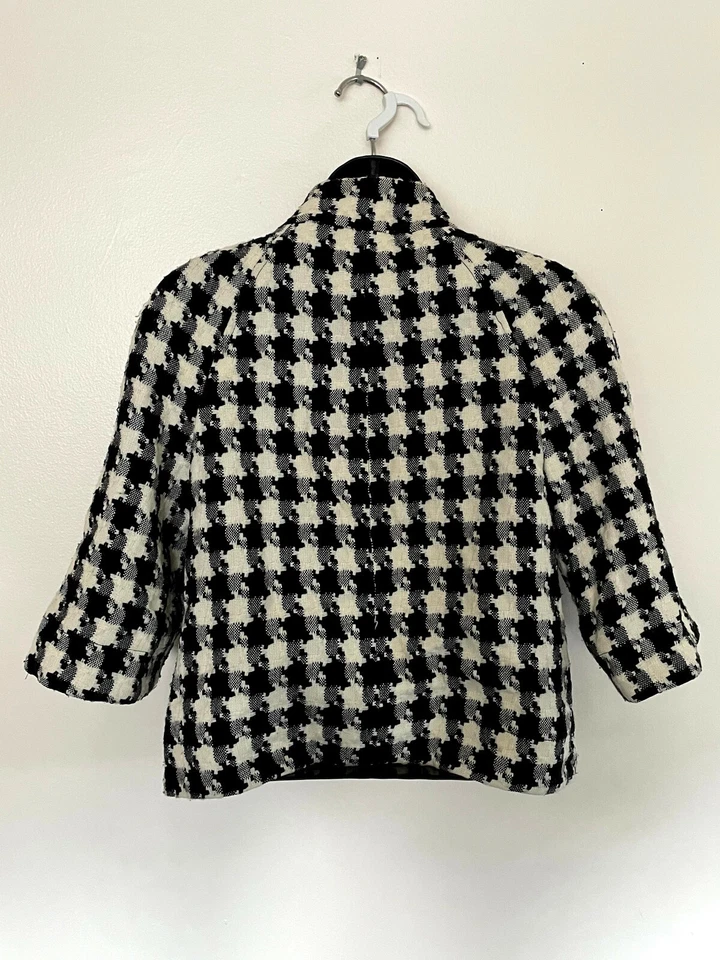 Chaqueta Abrigo East 5th Mujer Negro/Blanco Pata de Gallo Botones Cierre Talla S Foto 3 de 4