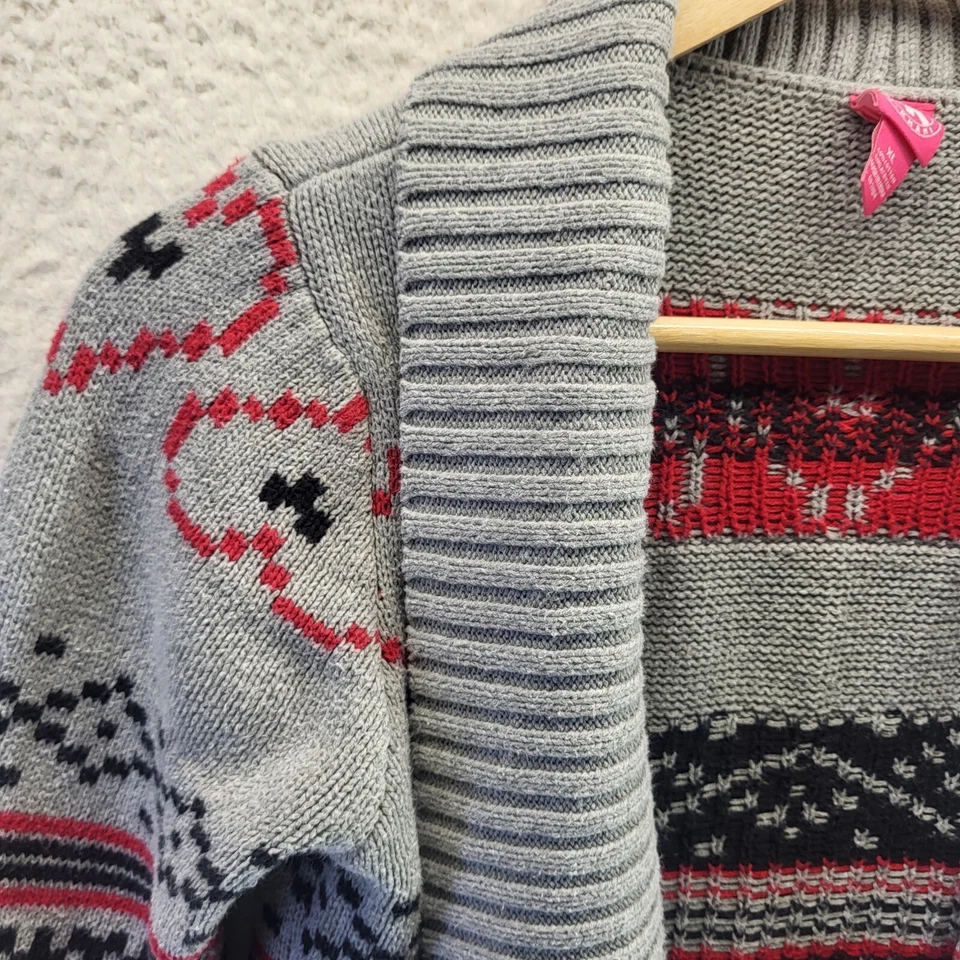 J. Khaki Open Cardigan Sweater Girls XL Gray Hearts Logo Long Sleeve Heavy - Image 2 of 4