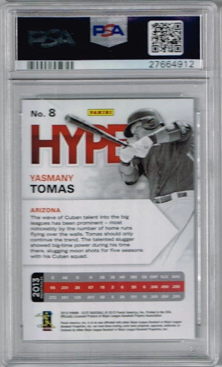 2015 Panini Elite Yasmany Thomas Hype PSA 10 - Image 2 of 2