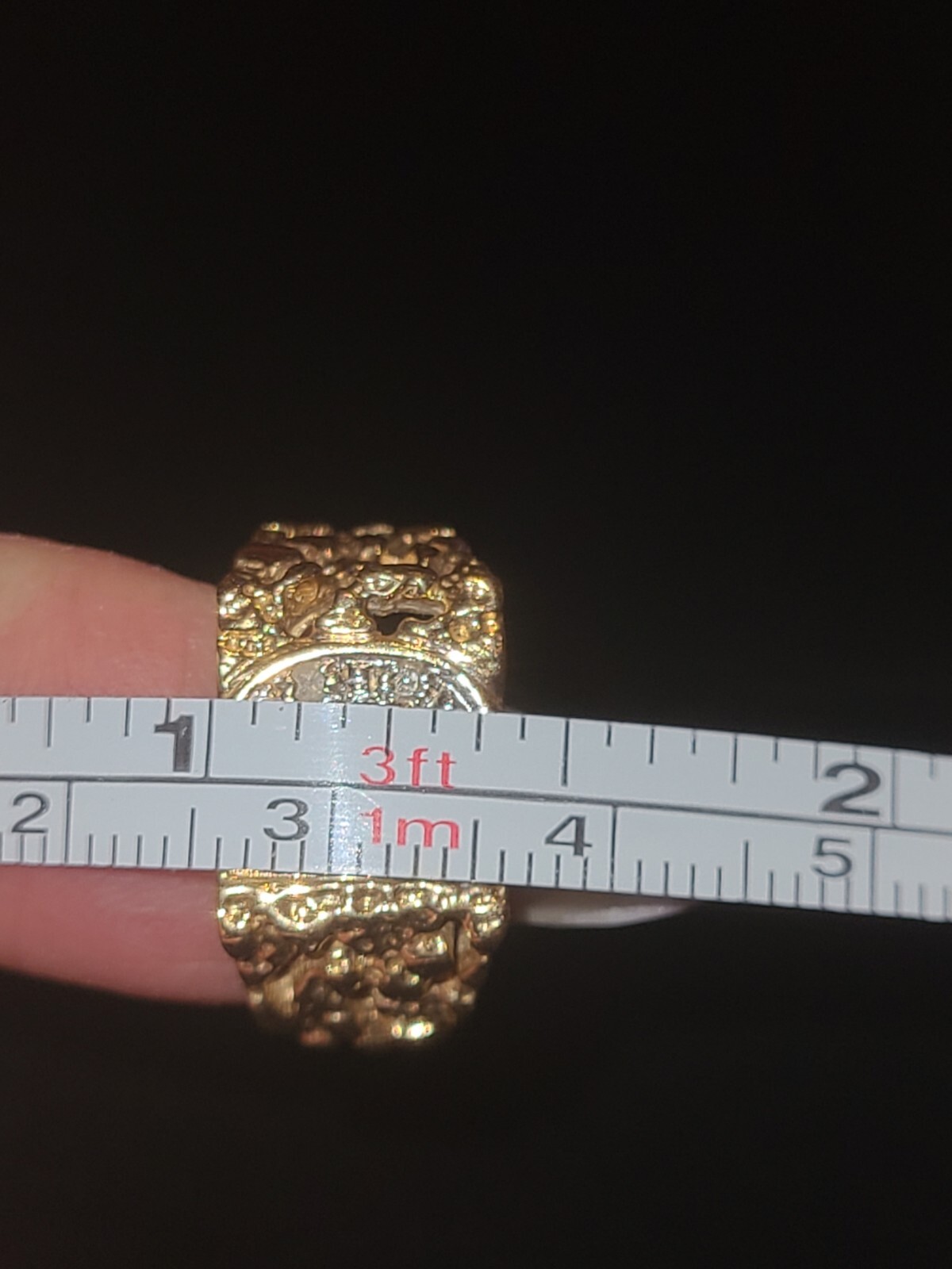 14k Gold Diamond Initial Ring, Solid Gold Nugget … - image 6