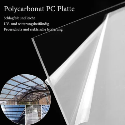Klare Polycarbonat PC Platte Dicke 2/3/4/5mm Gewächshaus Bedachung Dachplatte - Bild 1 von 4