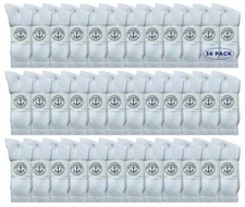36 PK of Yacht & Smith Men's Wholesale Bulk Cotton Socks, Size 10-13 (White)