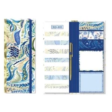 Punch Studio Azure Peacock Bungee 9"H Note-Folio Notepads Flags Metal Pen 59227