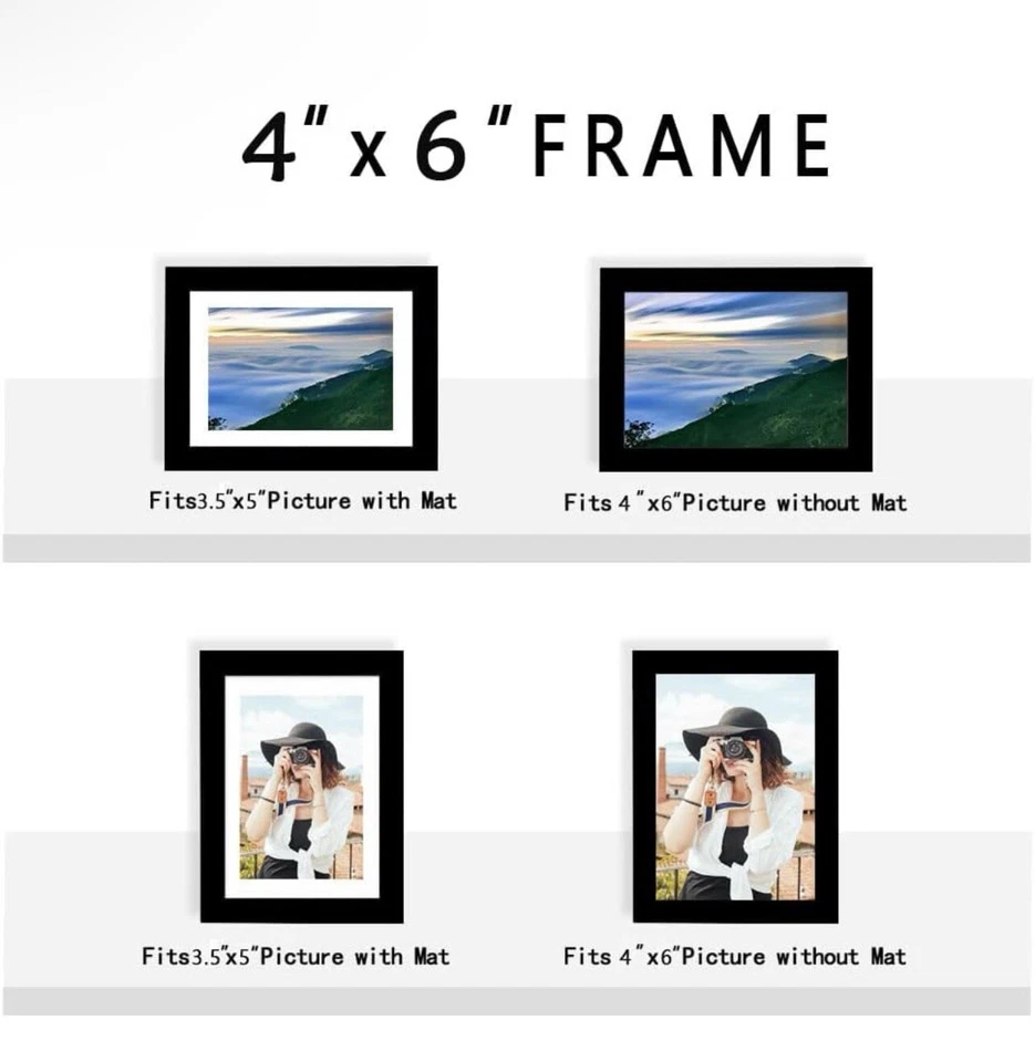 PAQUETE DE 7 - 4x6 marco de fotos negro plateado Foto 2 de 3