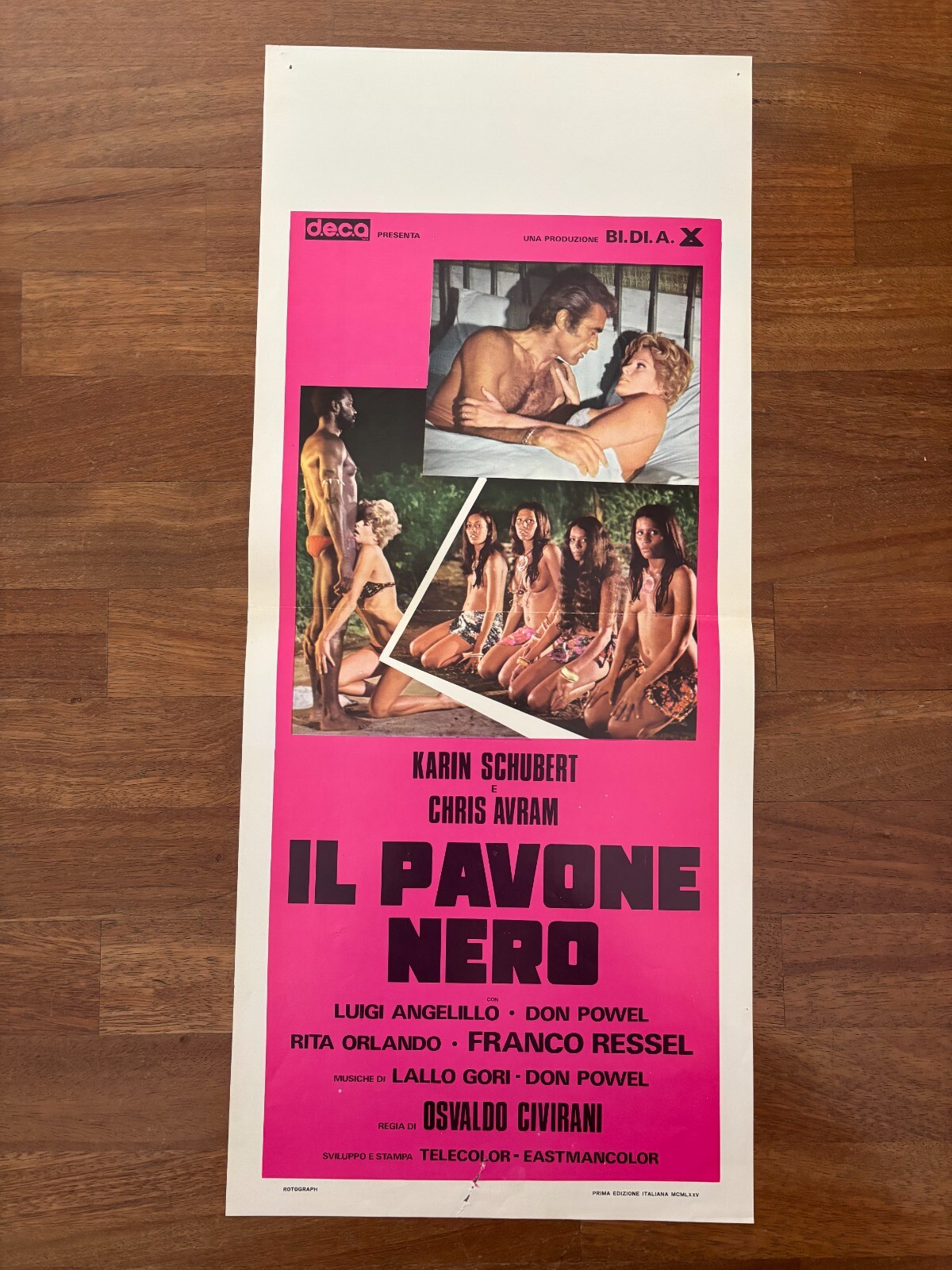 Locandina originale film Il pavone nero (1974) - Regia di Osvaldo Civirani