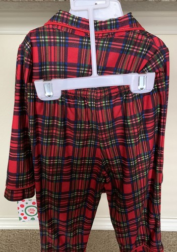 Neu Baby Little Me Größe 18M 2-teiliges rot kariertes Mantel Urlaub Pyjama Set - Bild 3 von 4