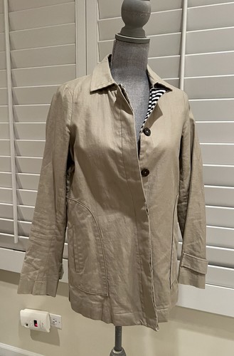 Splendid Khaki Jacket With Navy Stripe Lining Size S - Picture 5 of 9