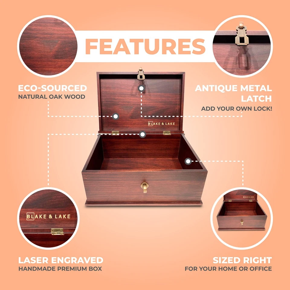 Caja de almacenamiento de madera estilo antiguo caja de recuerdo de madera para joyeros decoración del hogar Foto 2 de 4