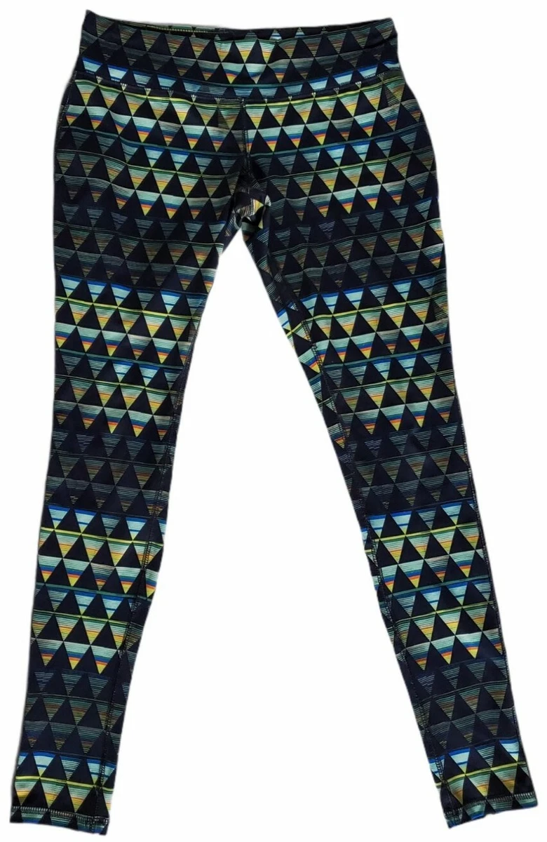 Mossimo Womens Athletic Leggings Geometric Triangle Pattern Blue Green Sz M