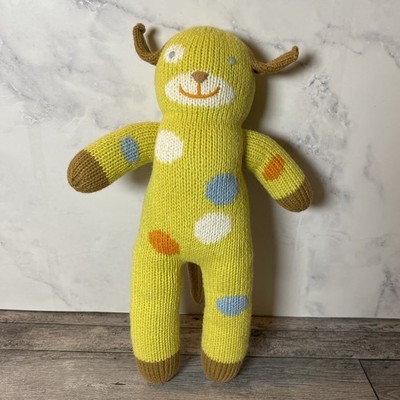 Blabla Lemonade The Dog Knitted Plush Toy - Yellow with Multicolor Dots 12 