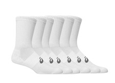 Asics Crew Socks Sports Training Running Casual Socks 6Pairs White 3033C302100